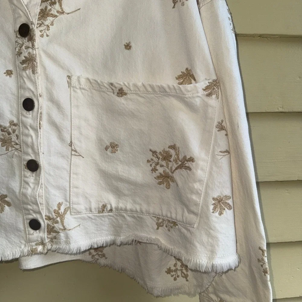ZARA cropped denim embroidered jacket overshirt - Picture 5 of 10